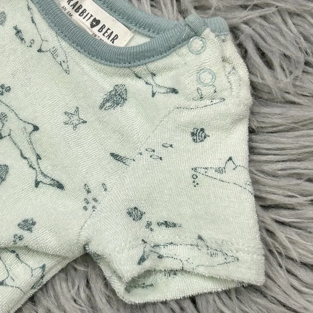 Rabbit Bear Infant Blue Shark Themed Terry Cloth T Shirt Size‎ 6-9month